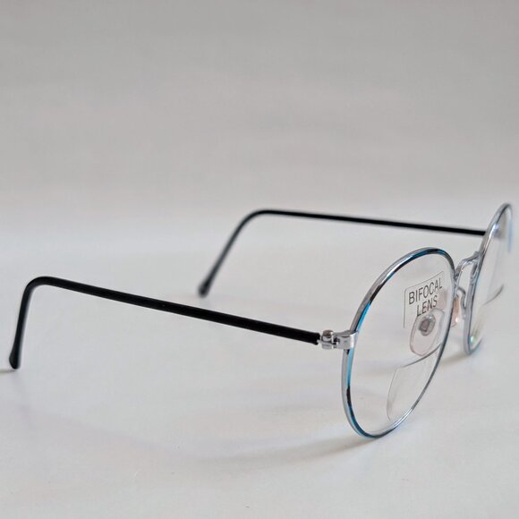 (NWT) Vintage 90's Round Metal Bi-Focal Reading Glasses (Silver/Blue P) - Picture 2 of 5
